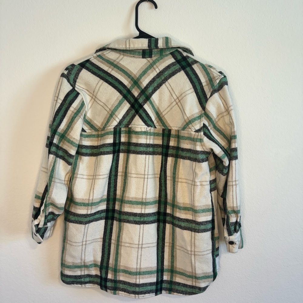 Zara Youth Cream‎ & Green Plaid Shirt Size 10 - Picture 4 of 9